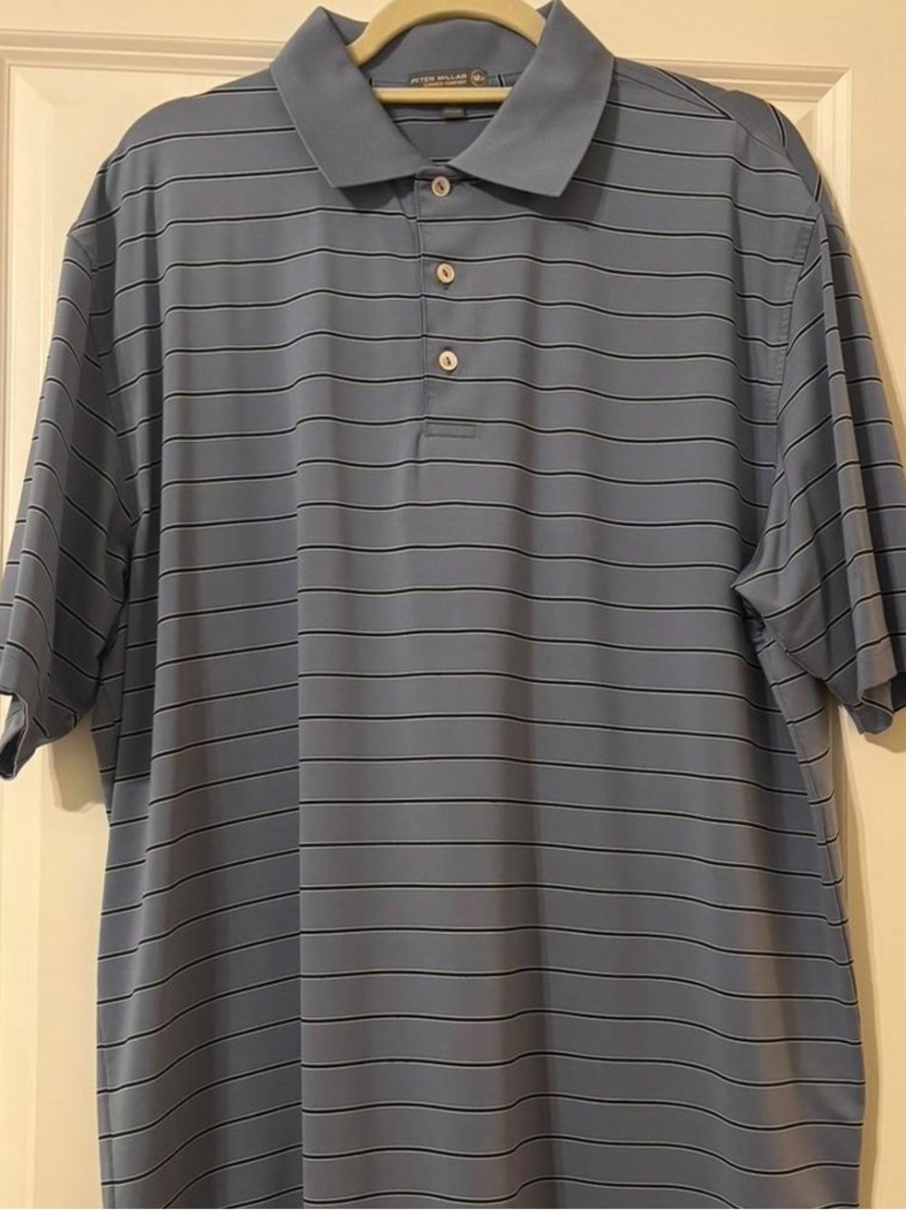Men's Blue Striped Polo Shirt